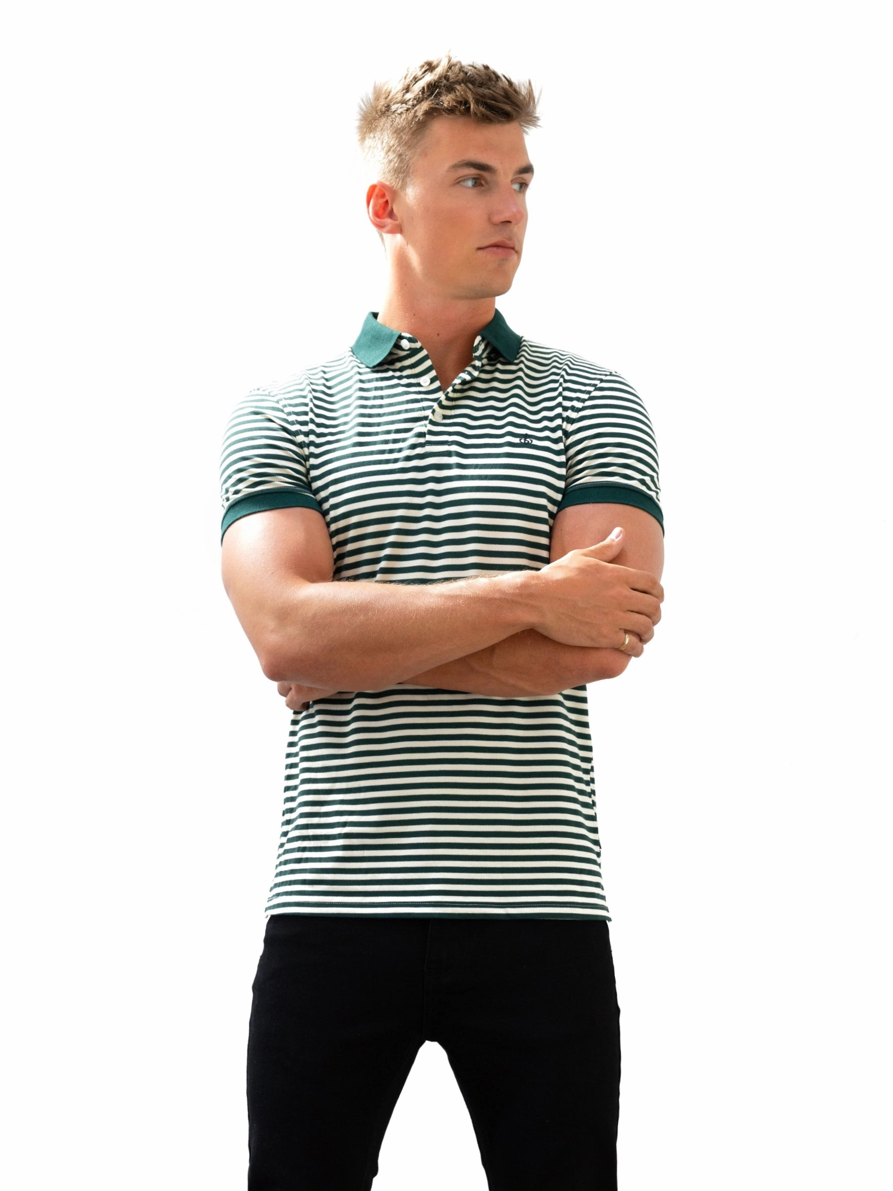 Sustainable Choice Smooth Seam Finish Stripe Polo Shirt - Green