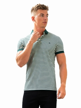 Lightweight Comfort Stripe Polo Shirt - Green