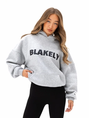 Studio Oversized Hoodie - Marl Grey Drawstring Hood