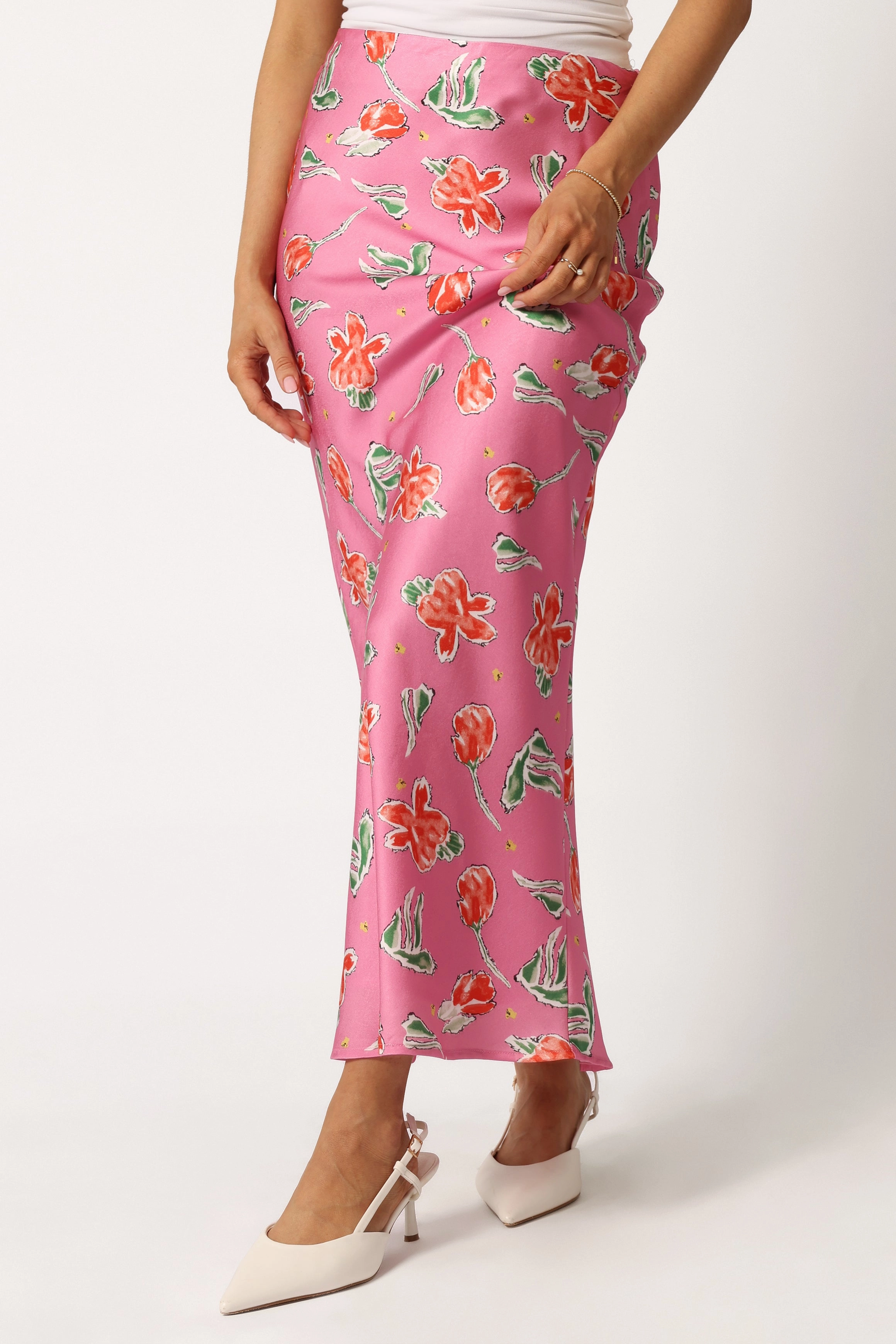 Seasonal Drop Corduroy texture Azara Midi Skirt - Pink