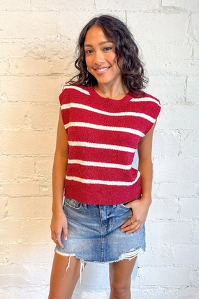 Layered Cuff Striped Knit Top