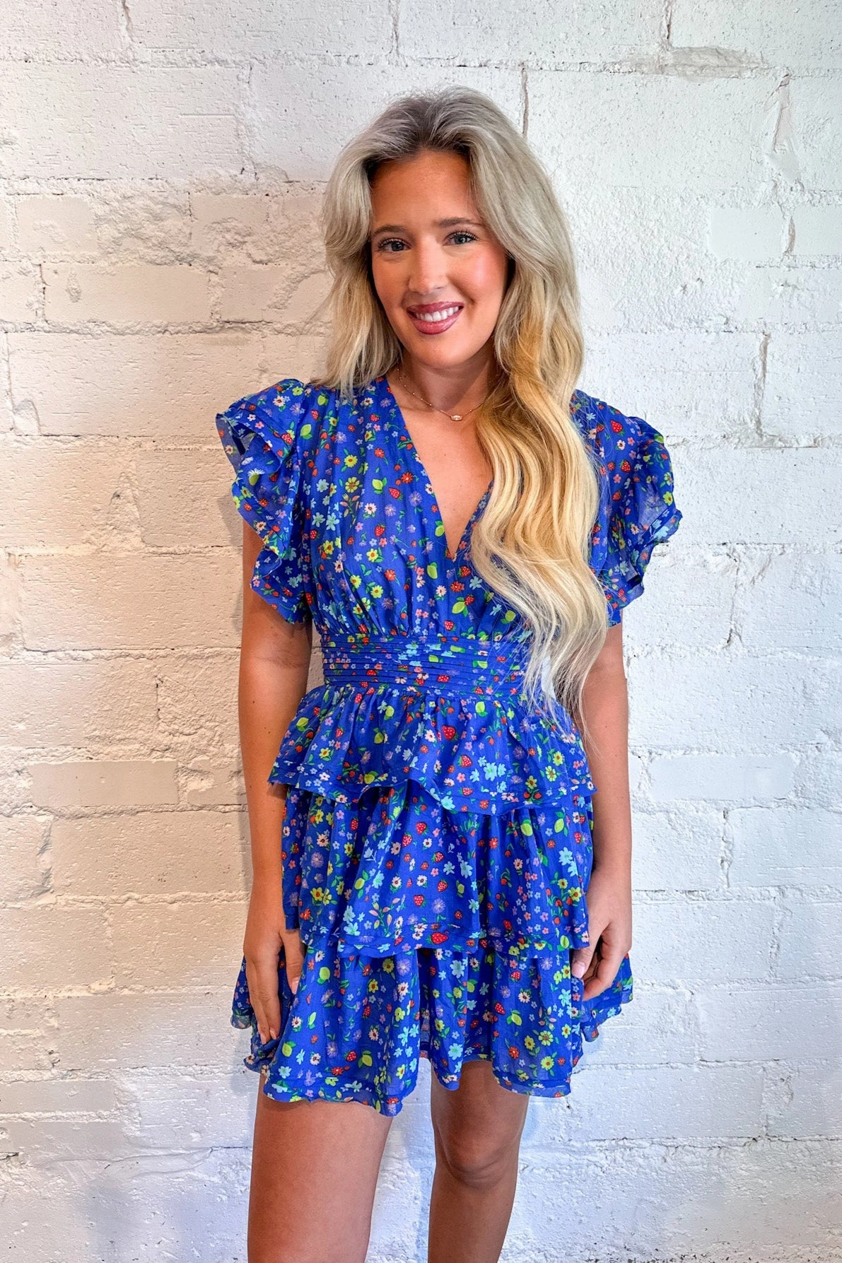 Summer Fruit VNeck Dress Feminine Cut Classic A-line design