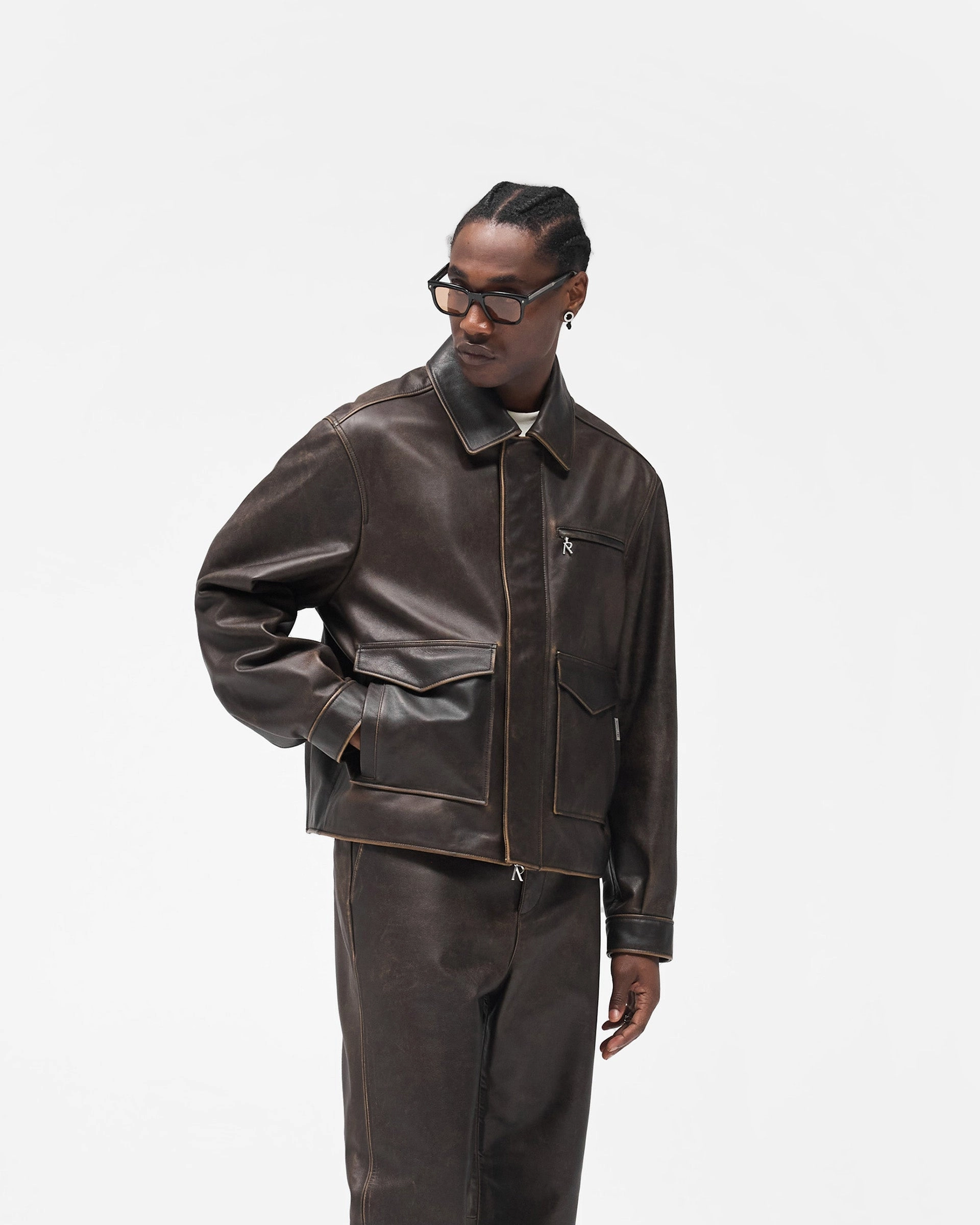 Mild Weather Layer Sunfade Leather Jacket - Nero