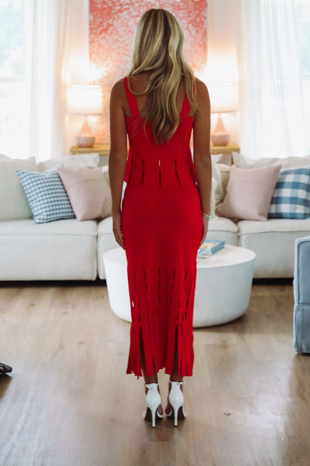 Bound Seam Edges Tangerine Glow Crop Top - Red