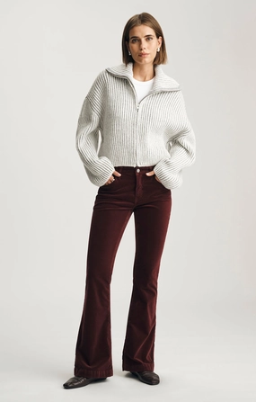 SYDNEY FLARE IN BURGUNDY VELVET Stretch Motion Tangle Free Cuffs