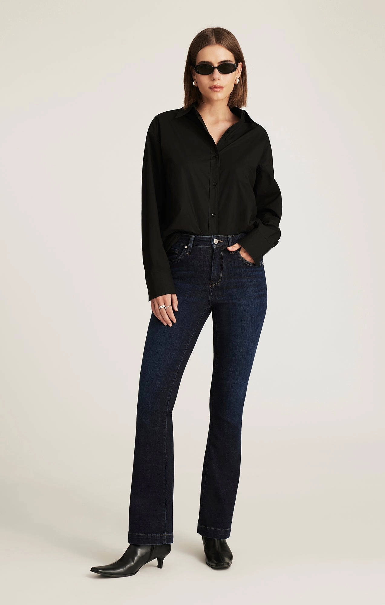 Unisex Wear Classic Professional Wear Modern Silhouette SYDNEY FLARE IN DARK BRUSHED FEATHER BLUE