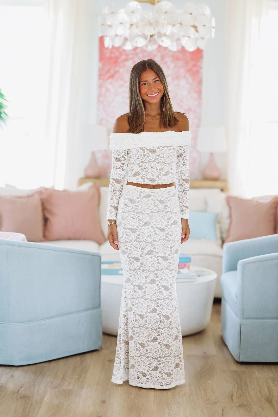 NonFadeFinish Endless East Top and Maxi Skirt Set - Off White