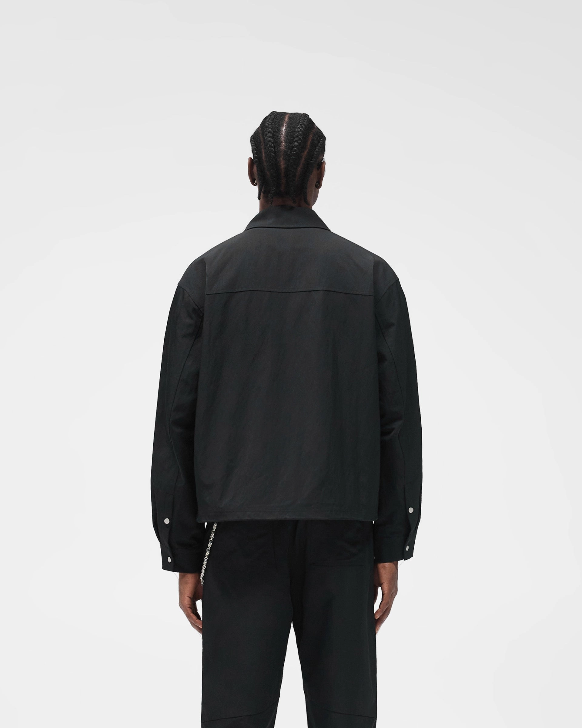 Ultra Soft Interior Polka Dot Nylon Overshirt - Jet Black