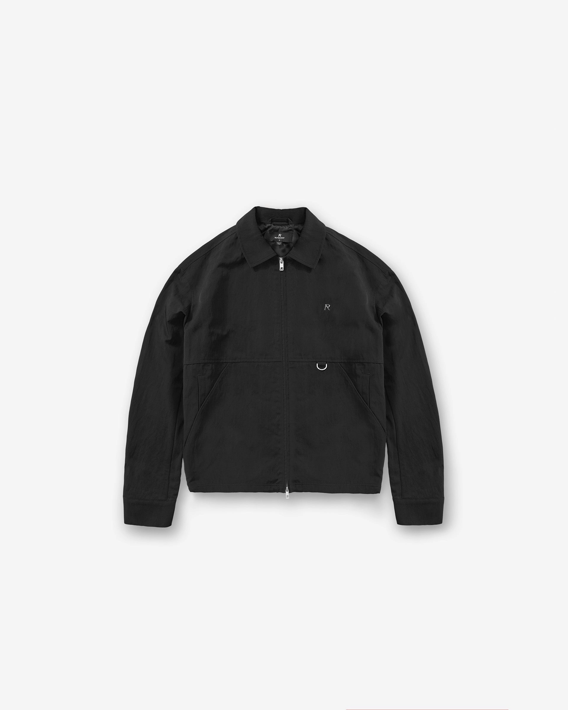 Tailored Cuffs Eco Friendly Material Nylon Overshirt - Jet Black