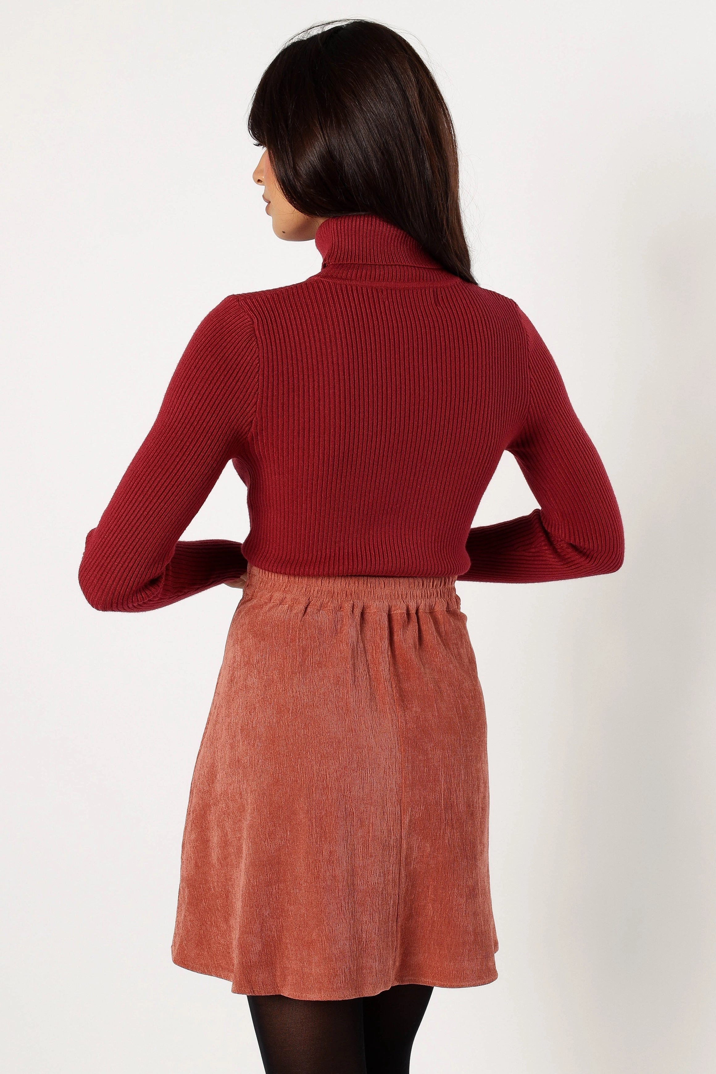 Signature Line Tammy Cord Skirt - Brick