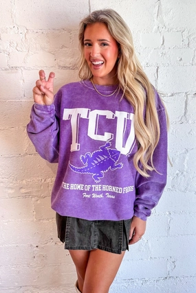 TCU Mascot Cord Sweatshirt Elegant Look