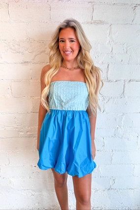 Color Block Strapless Dress Eye Catching Sophisticated Look