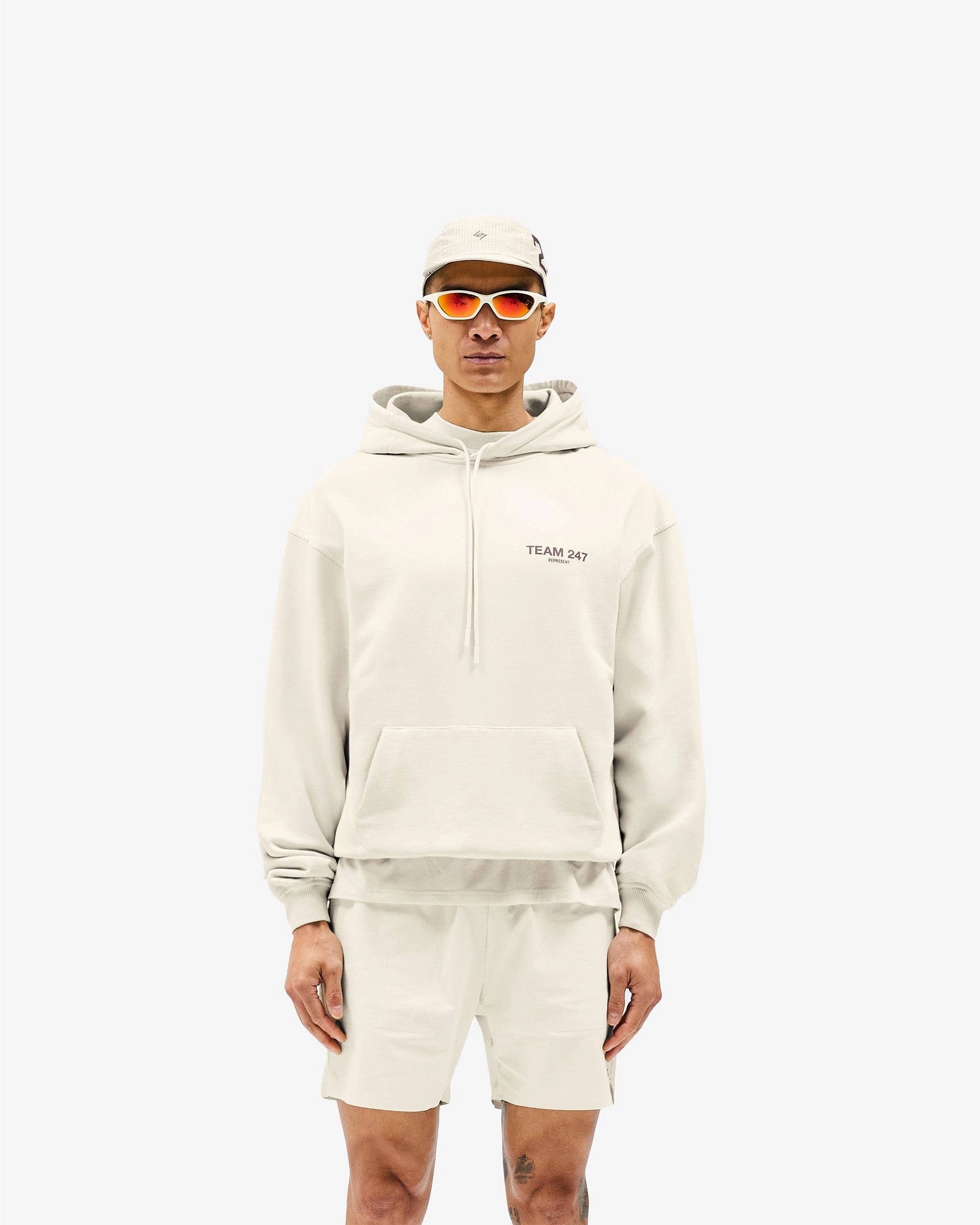 Team 247 Oversized Hoodie - Cream Classic Fit Travel Ready
