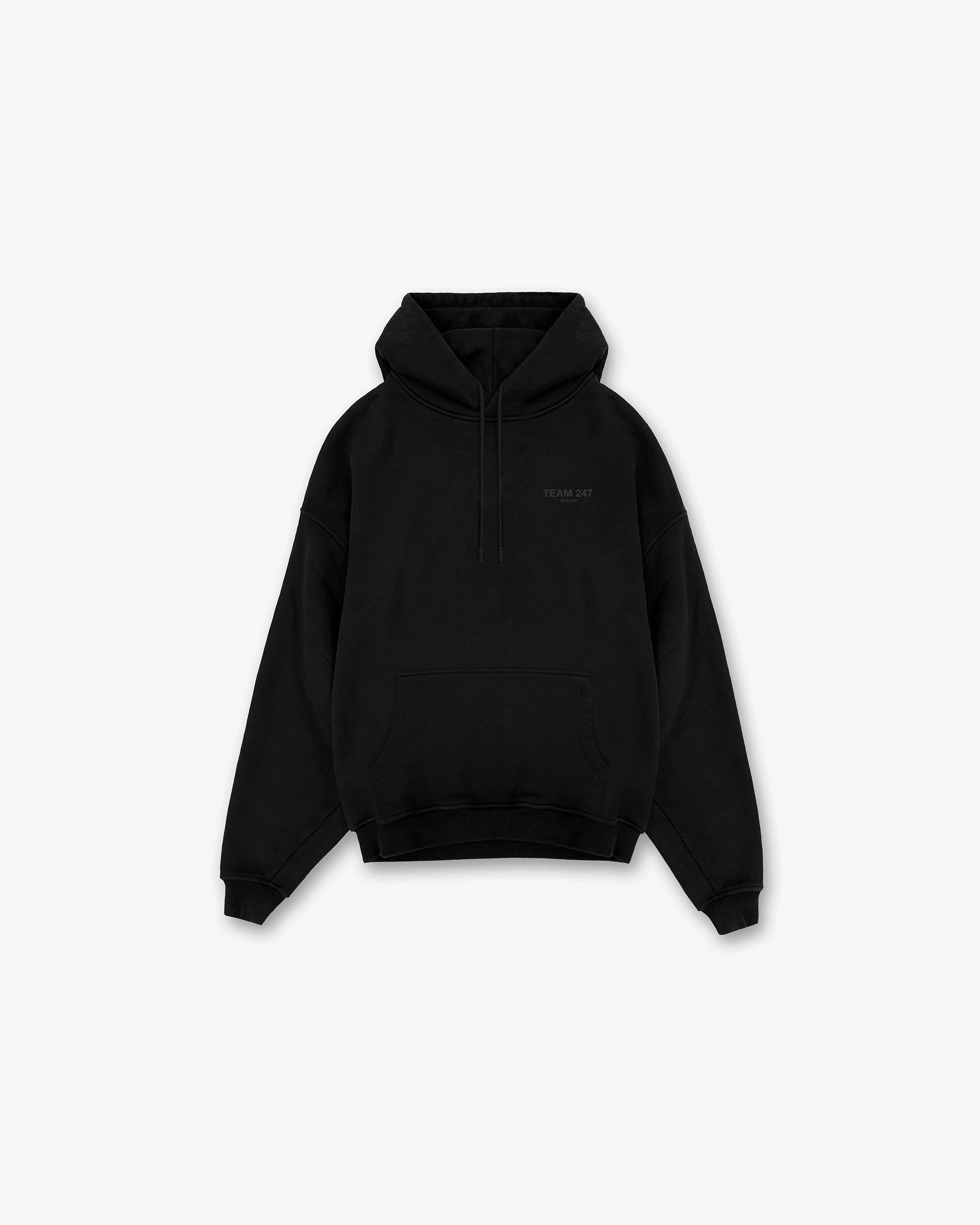 Garment Wash Team 247 Oversized Hoodie - Matte Black