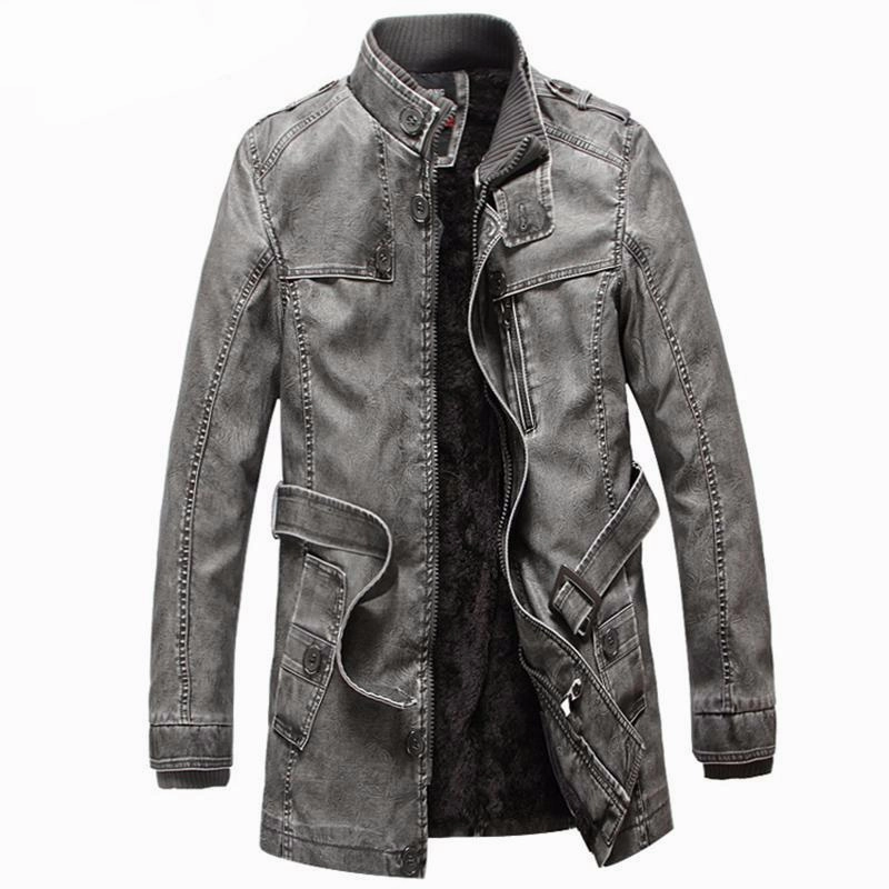 West Louis? Winter PU Moto Long Leather Jacket hypoallergenic material RubberizedTrim