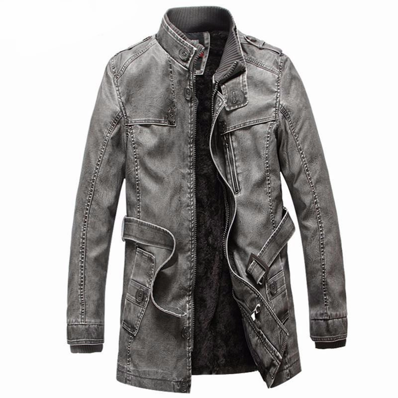 Ultra Light Packable Temperature Regulating Membrane West Louis? Winter PU Moto Long Leather Jacket