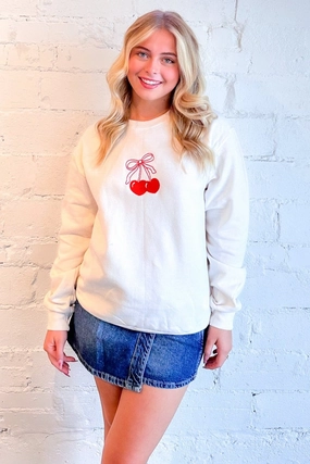 Relaxed Crew Neck The Cherry On Top Sweatshirt
