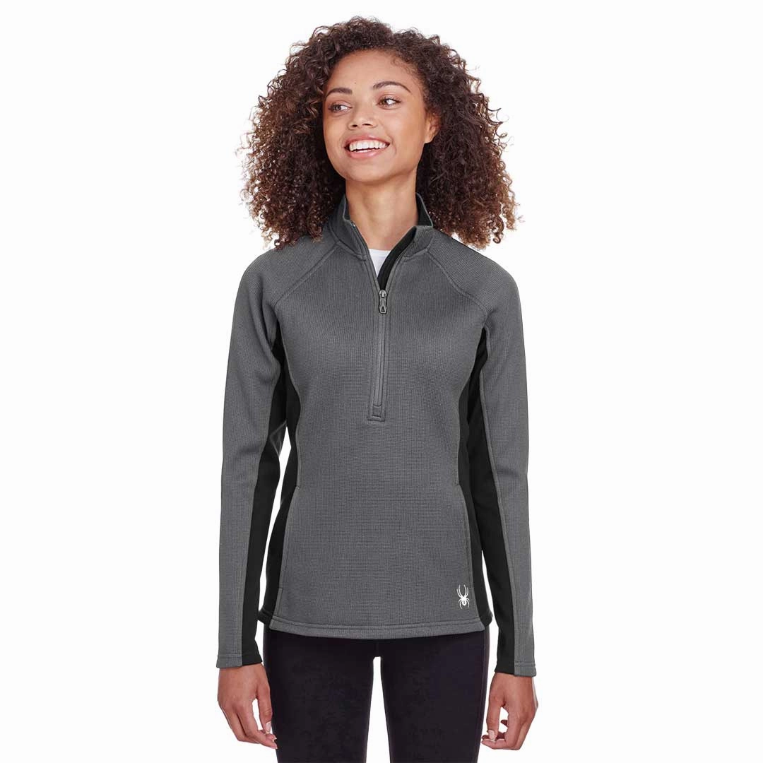 Tear Resistant Fabric Blends Weather Friendly Spyder - Women's Constant 1/2 Zip Pullover Sweater (S16562 PR-BK)