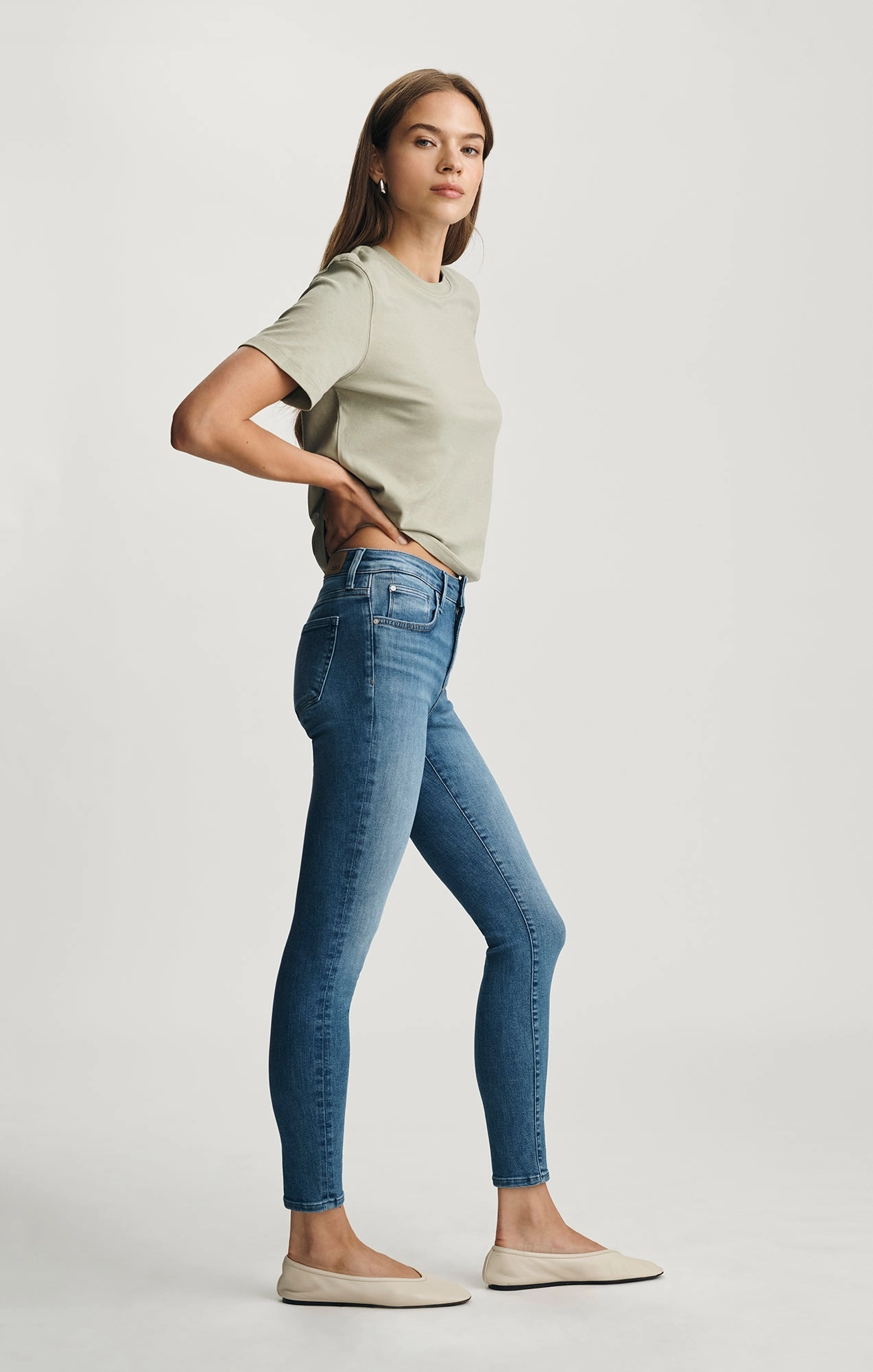Reliable Layer Classic Wear Morning Stroll TESS SKINNY IN MID BRUSHED FLEX BLUE