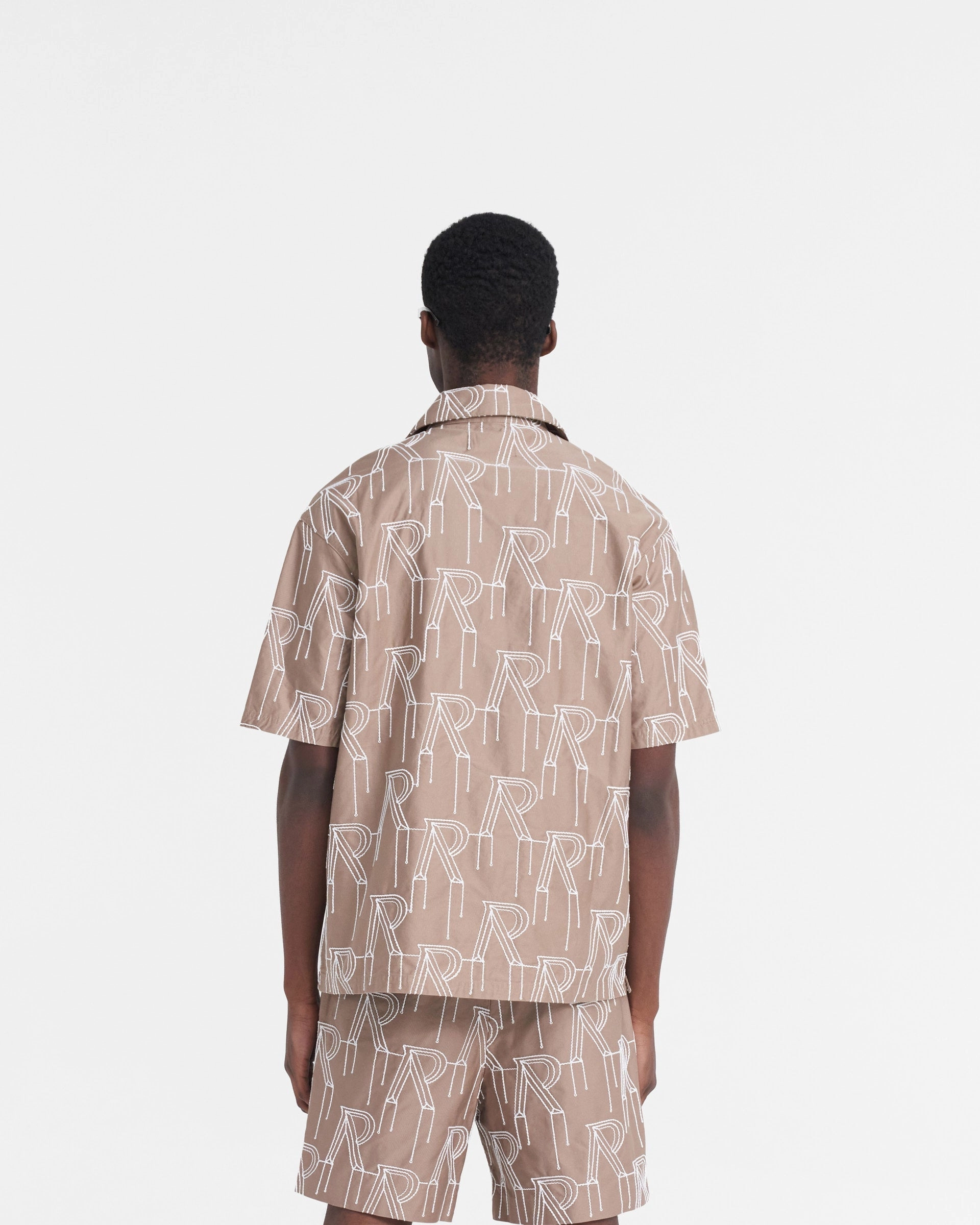 Durable Buttons Embroidered Initial Overshirt - Washed Taupe