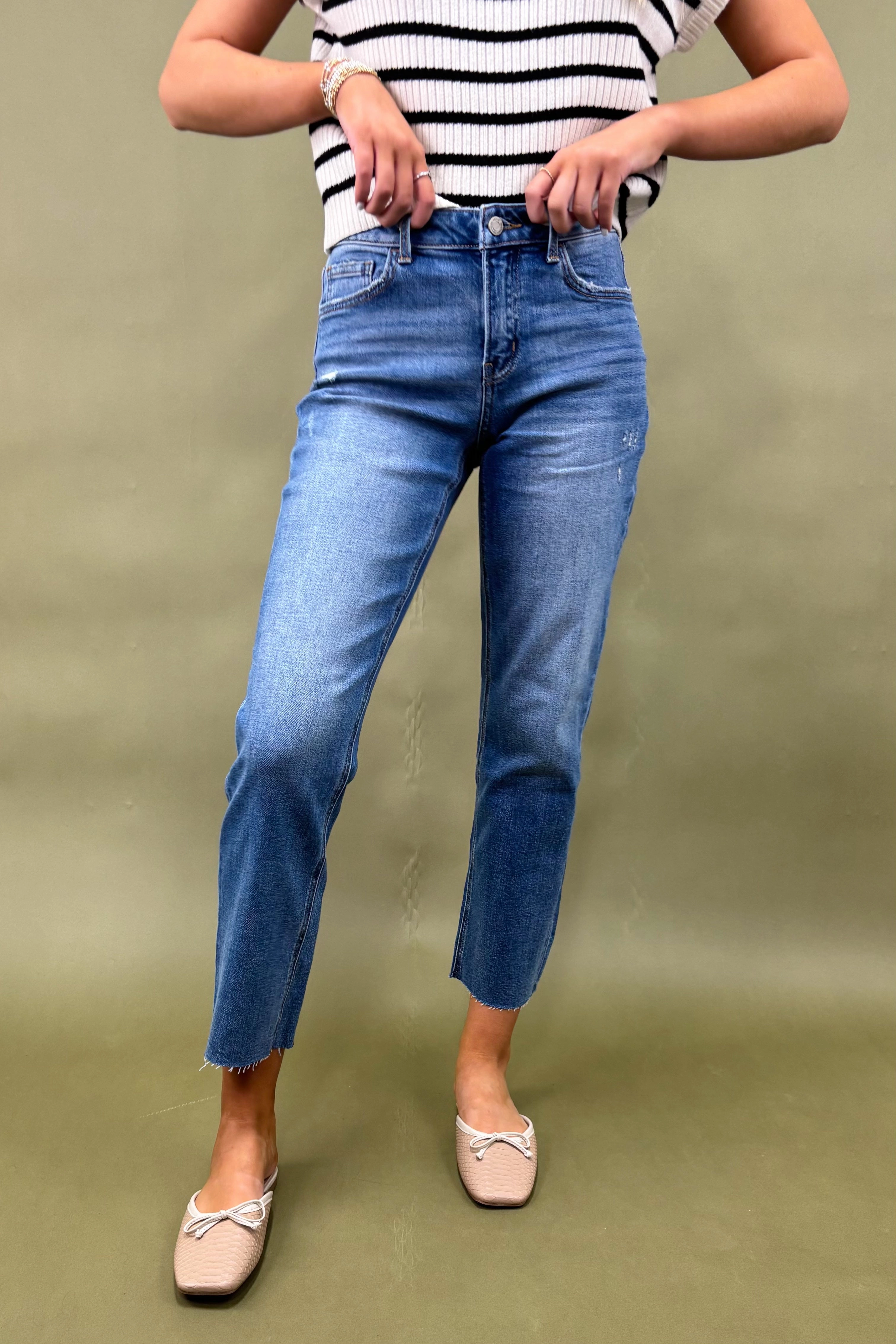 The Maren  Mid Rise Ankle Straight Jeans Wide fit