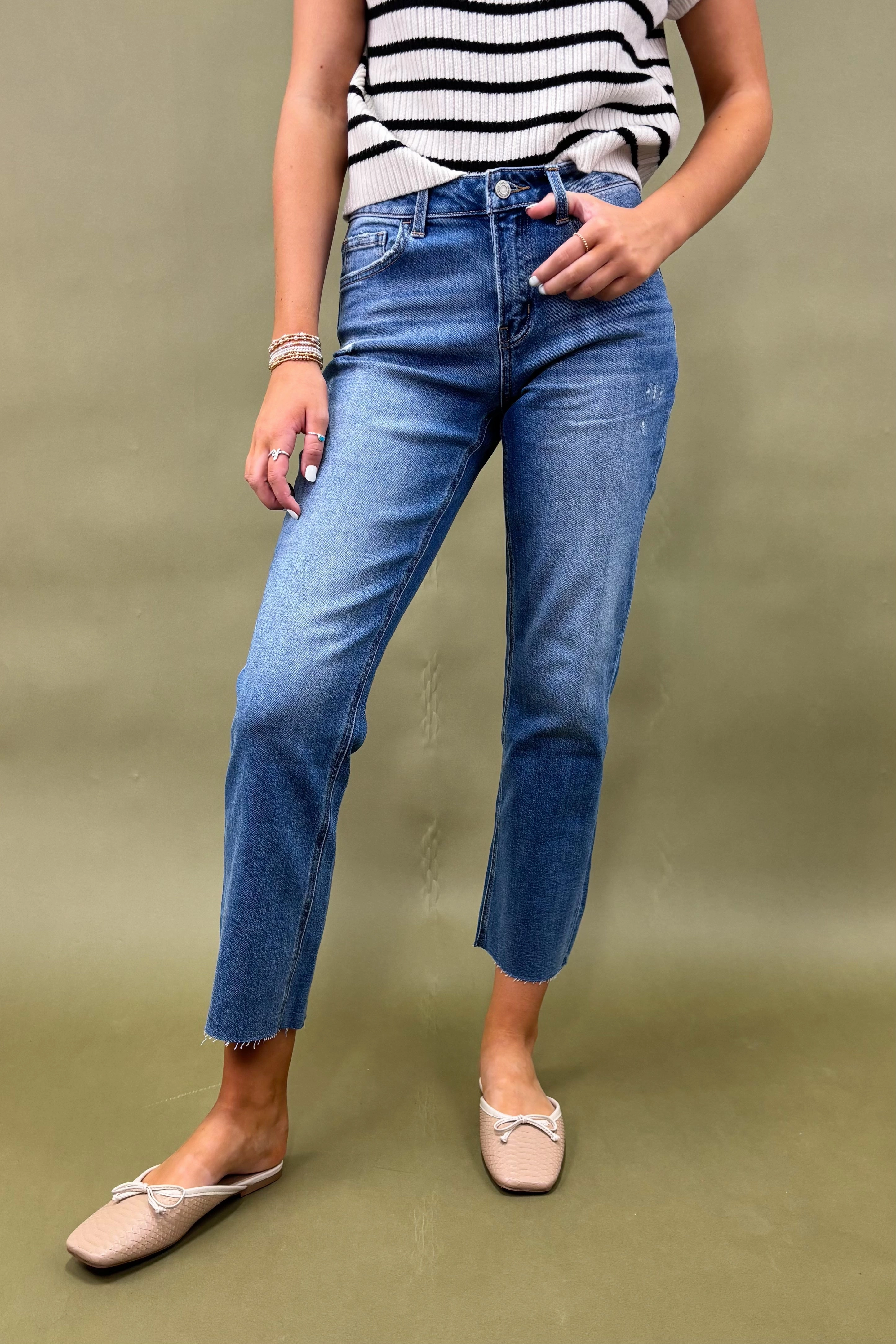 Versatile Layer The Maren  Mid Rise Ankle Straight Jeans