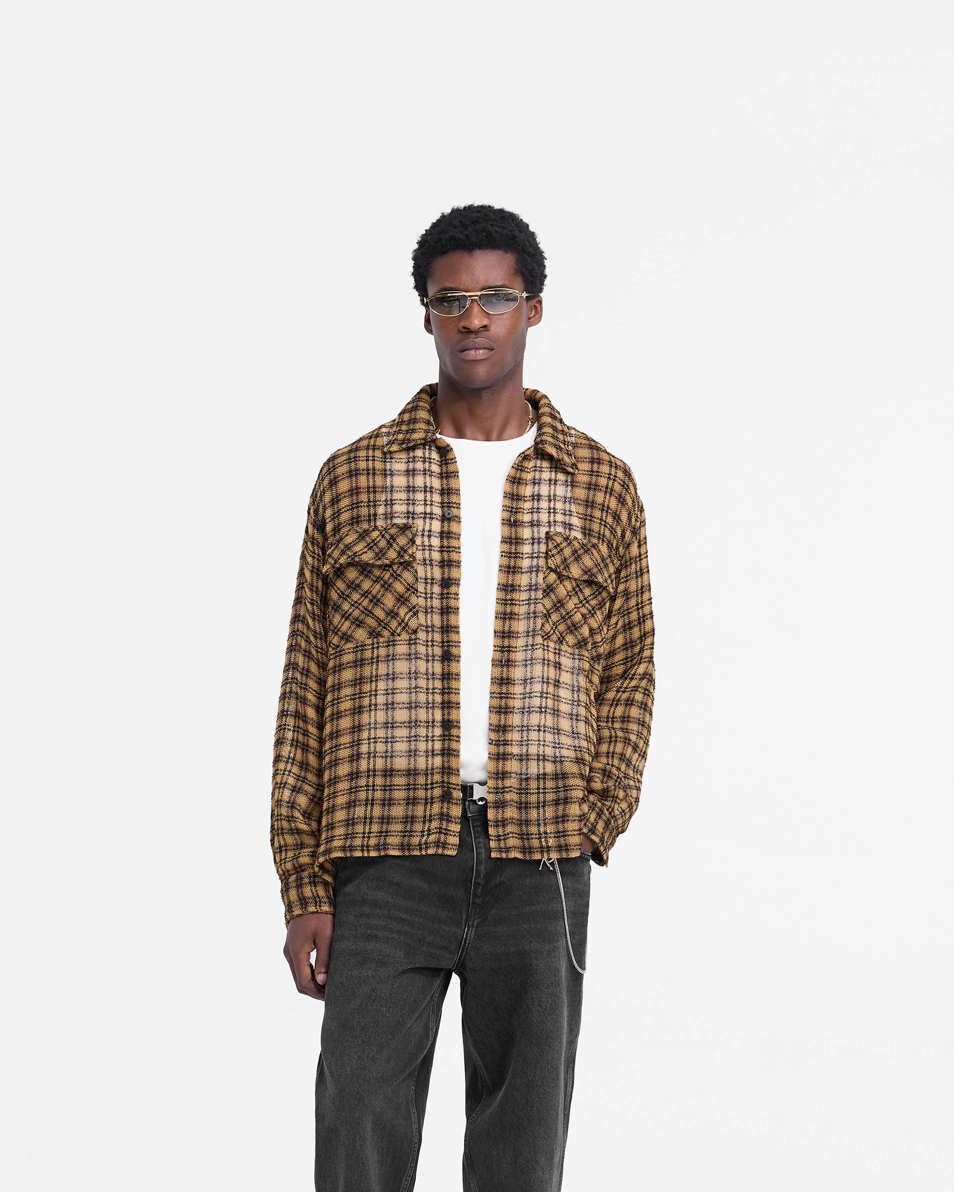 Cozy Fit Stretch Fit Technology Check Flannel Shirt - Yellow Check