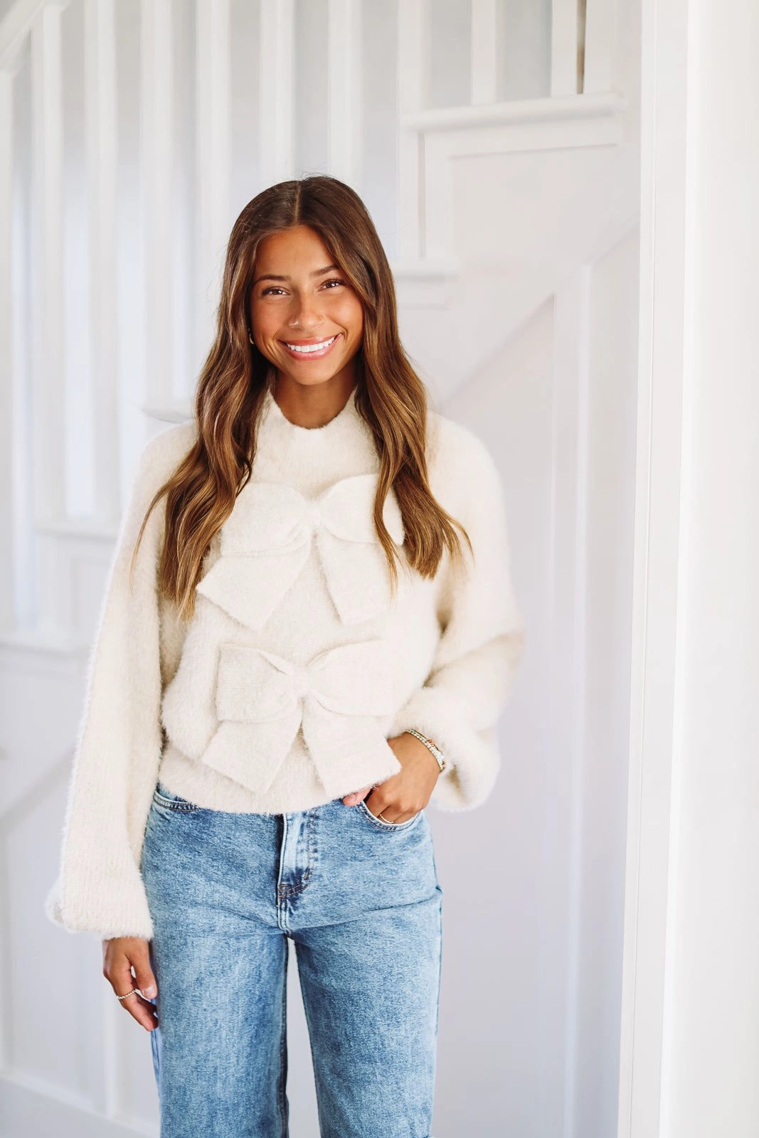 Not So Simple Knit Bow Top - Taupe Reinforced Stress Points