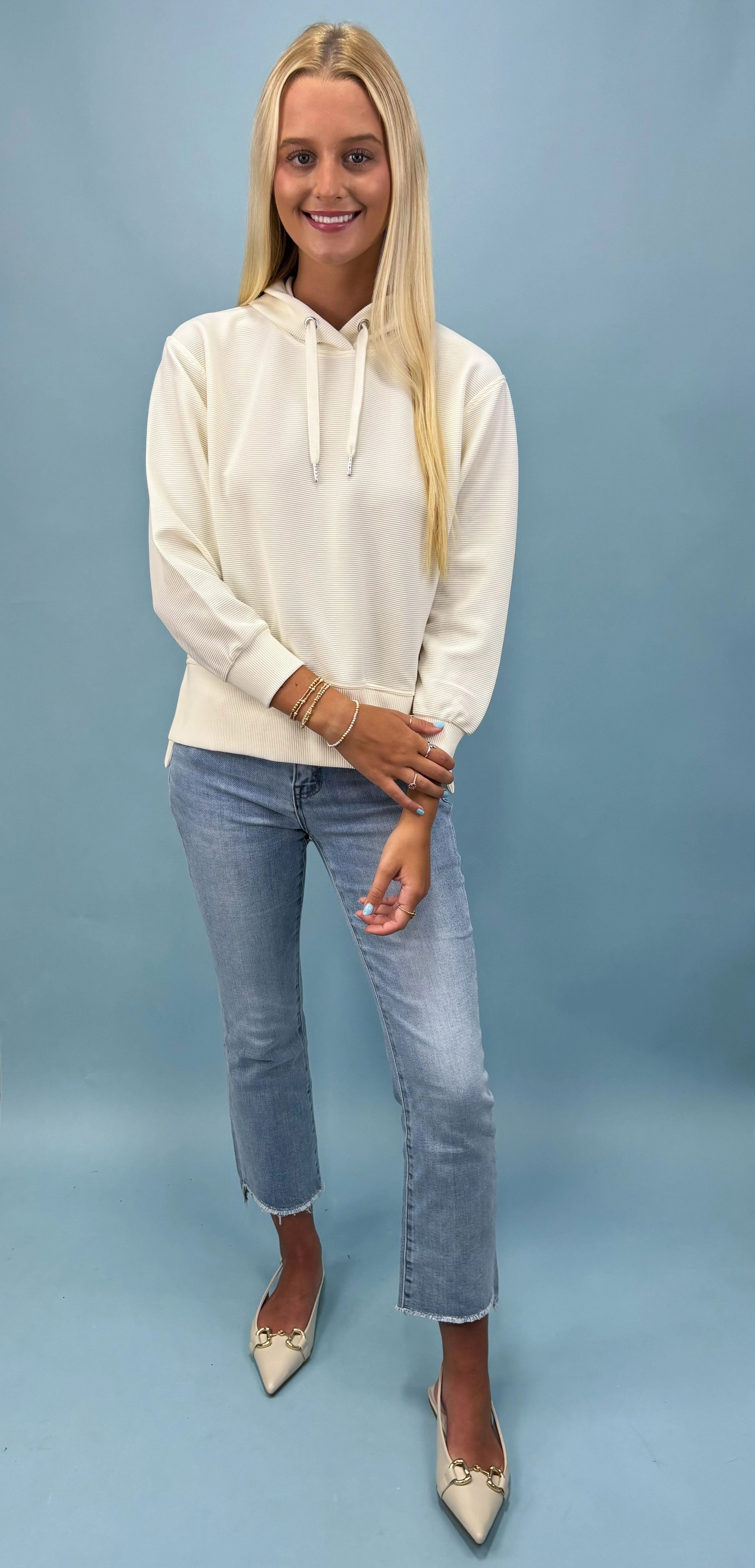 Ribbed Pearl Hoodie Recycled Polyester