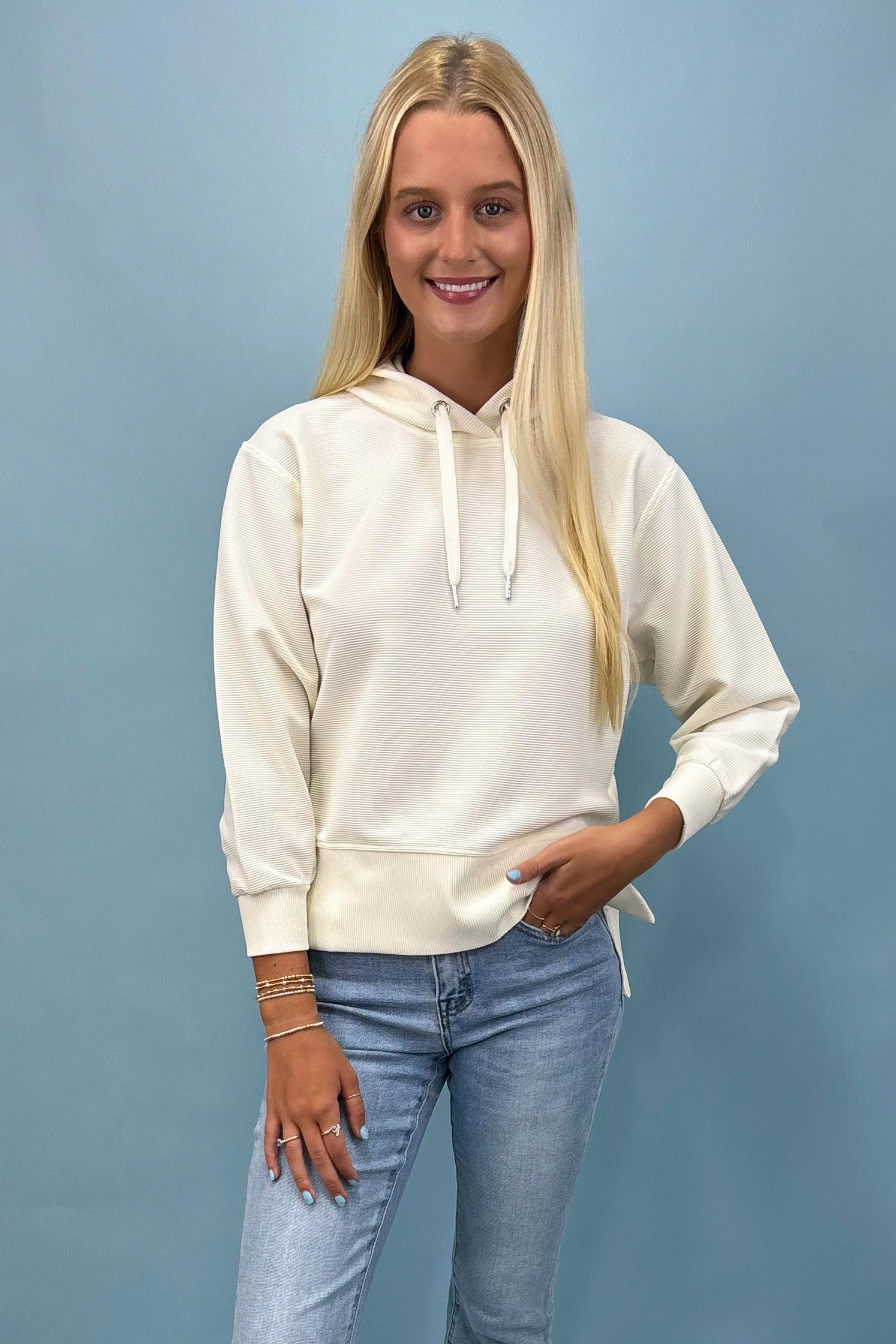 Ribbed Pearl Hoodie StretchMaterial