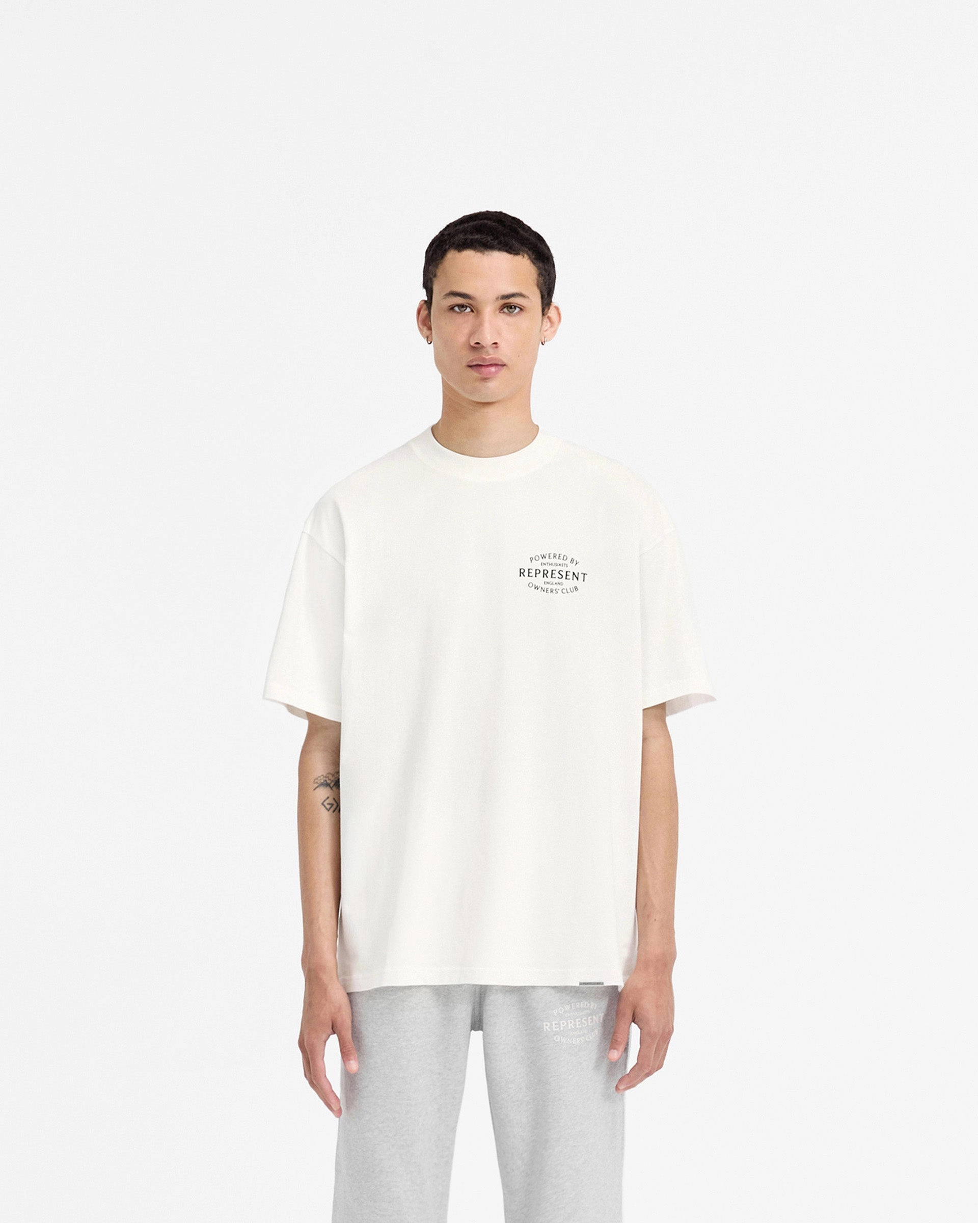 Represent Owners Club Stamp T-Shirt - Flat White Comfy Wardrobe