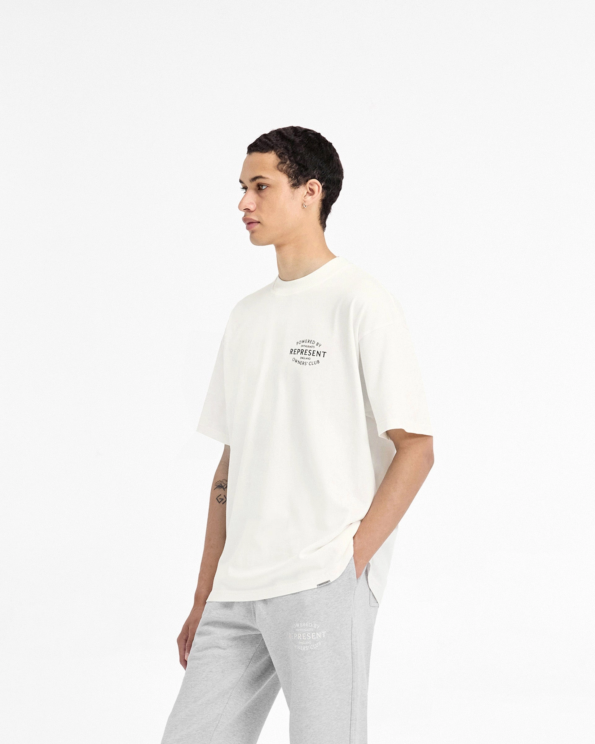 Sustainable Textile Casual Layer Look Represent Owners Club Stamp T-Shirt - Flat White