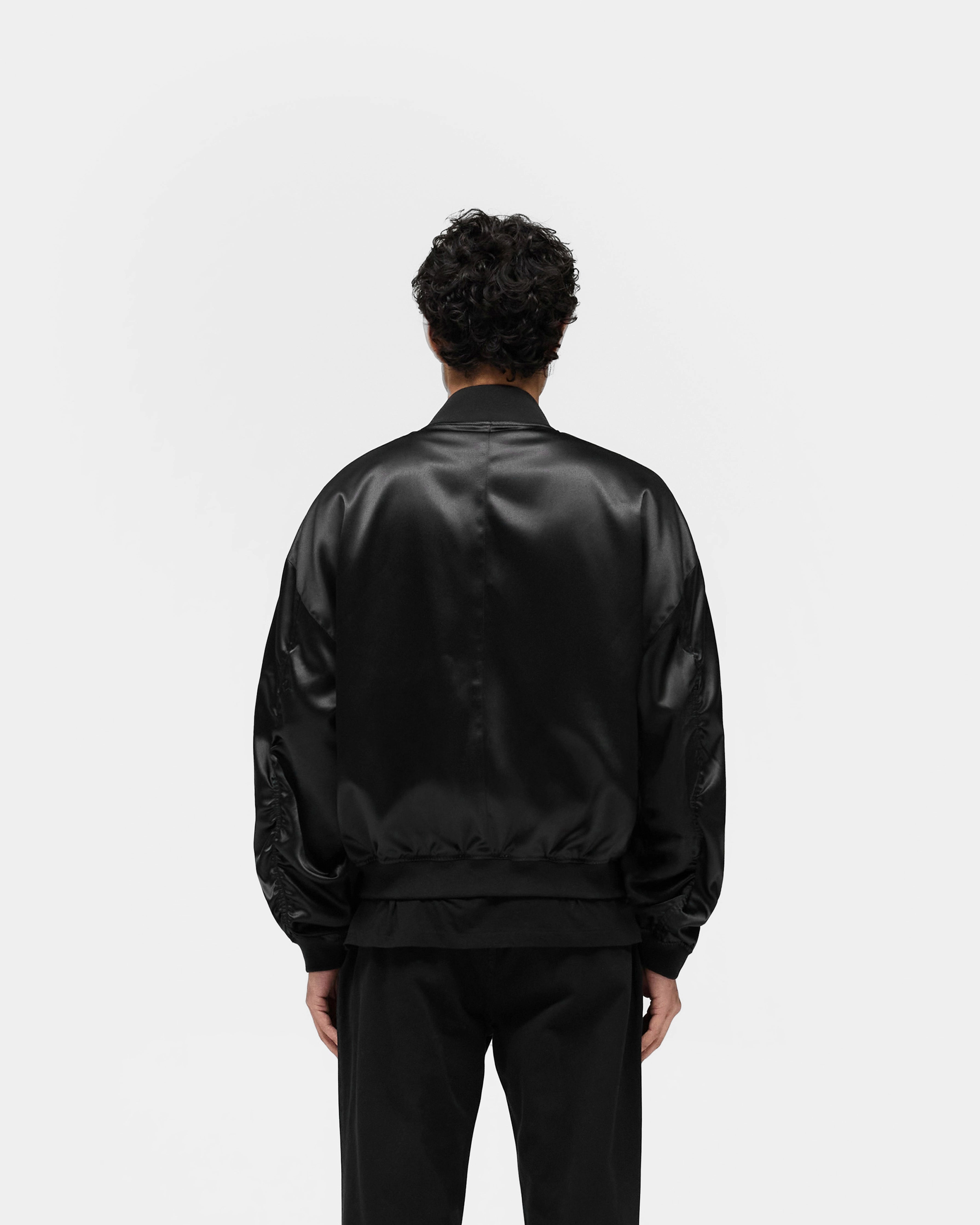 Satin Bomber - Black Casual Comfy Layer