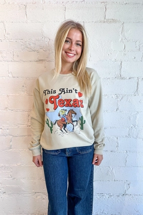 Textured Weave Design This Ain't Texas Graphic Sweatshirt