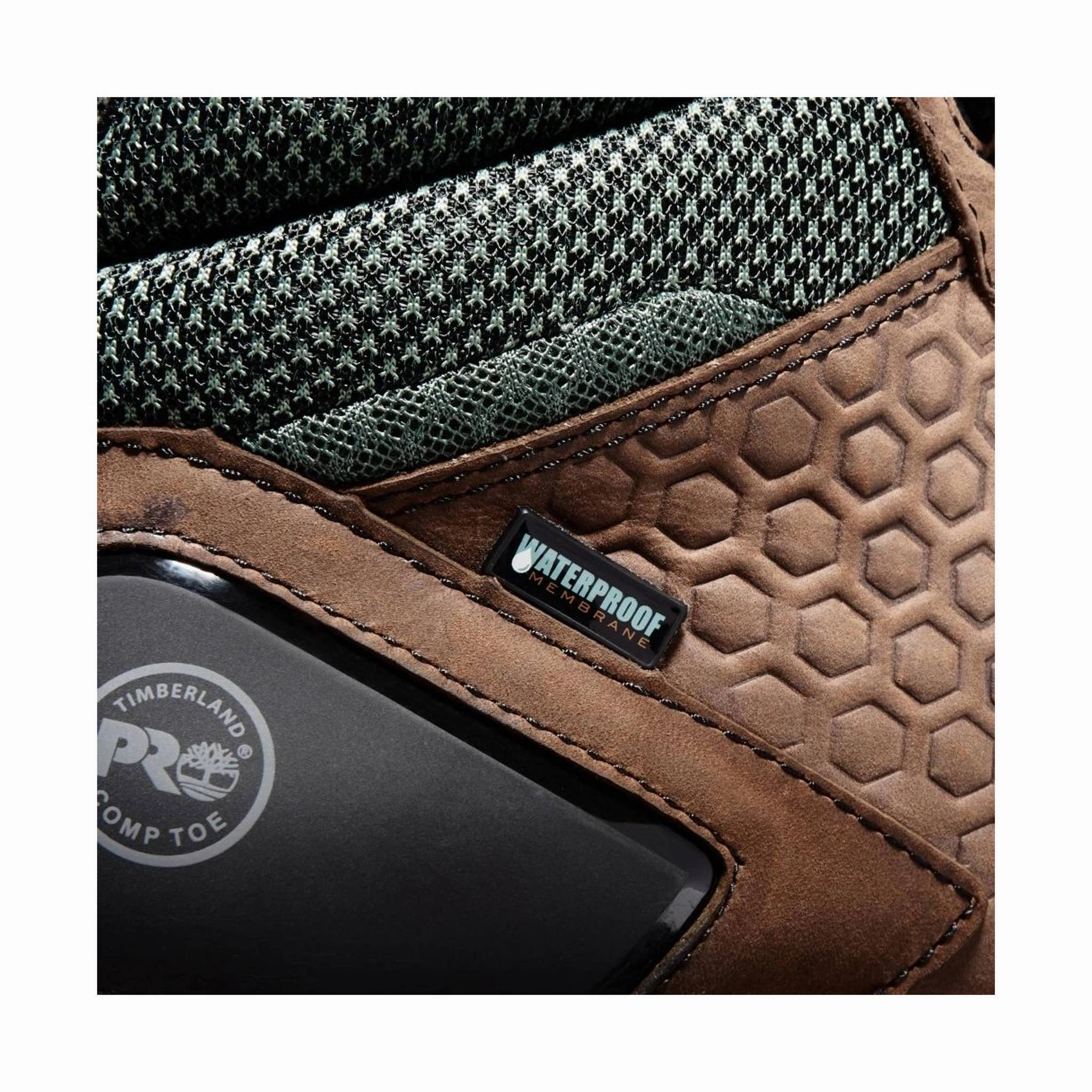 Timberland Pro Men's Reaxion Mid Composite Toe Work Boot - Brown Full-Grain/Green Thermal Core Snowy Path