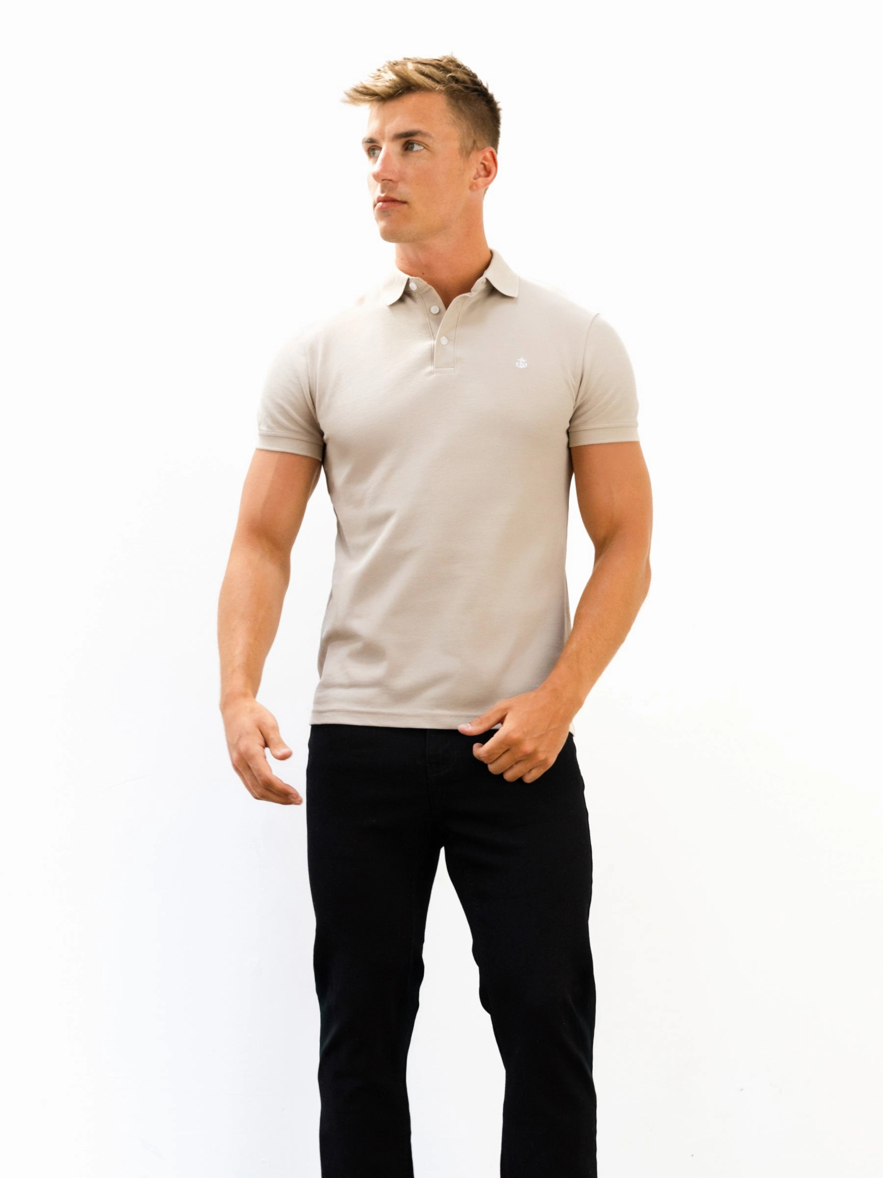 Festival Fashion Checkered Look Andorra Polo Shirt - Tan