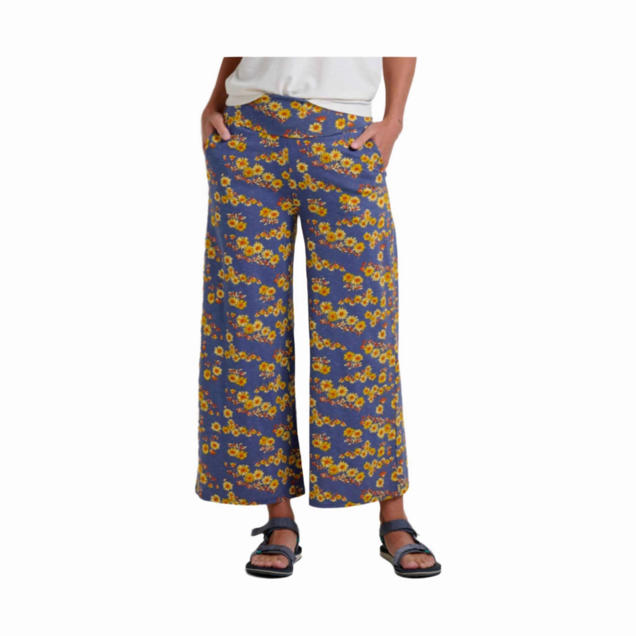 High-rise waist Zip Pocket Toad & Co Women's Chaka Pull On Pant - Blue Shadow Daisy