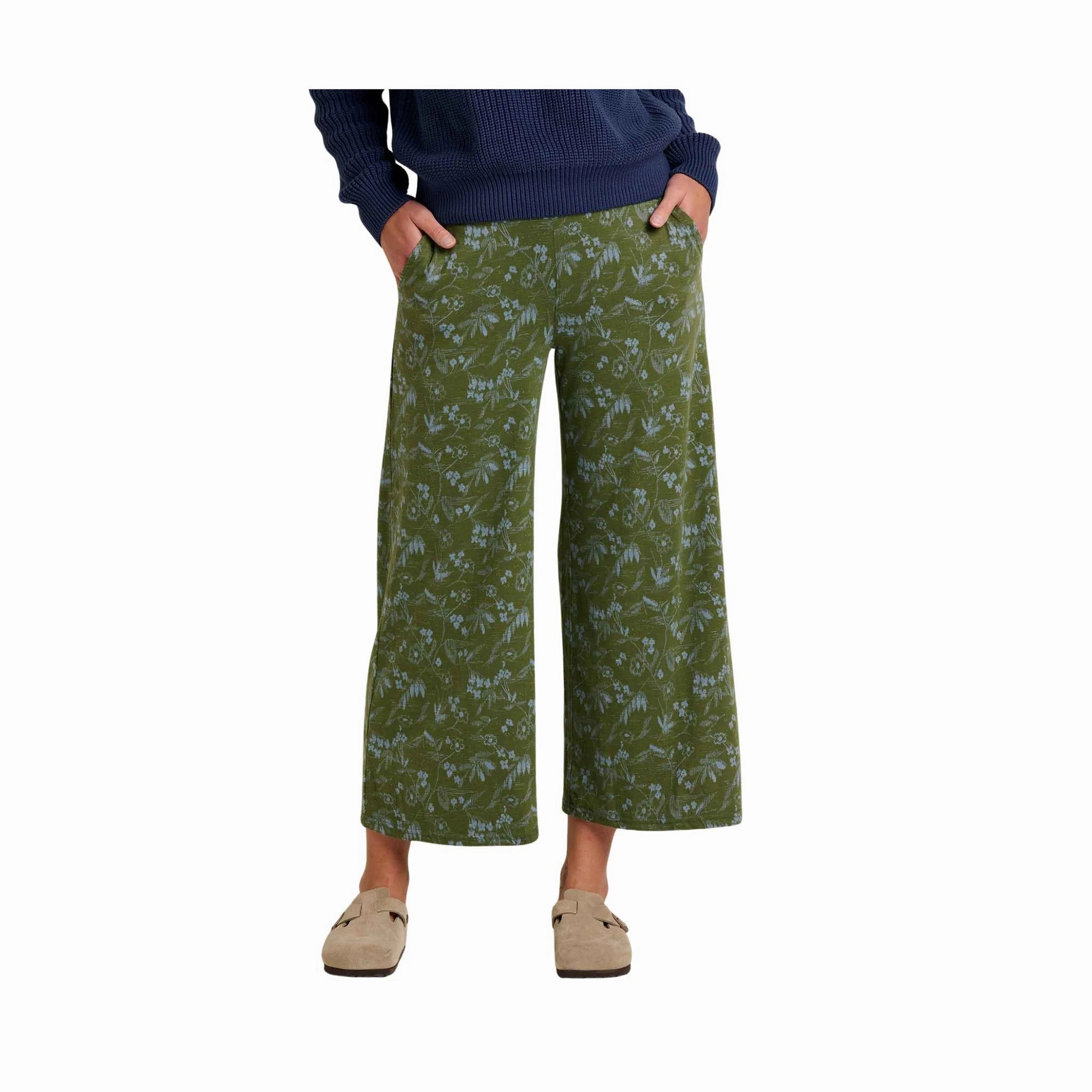 Toad & Co Women's Chaka Pull On Pant - Chive Sketch Print Easy Care Fabric Finish