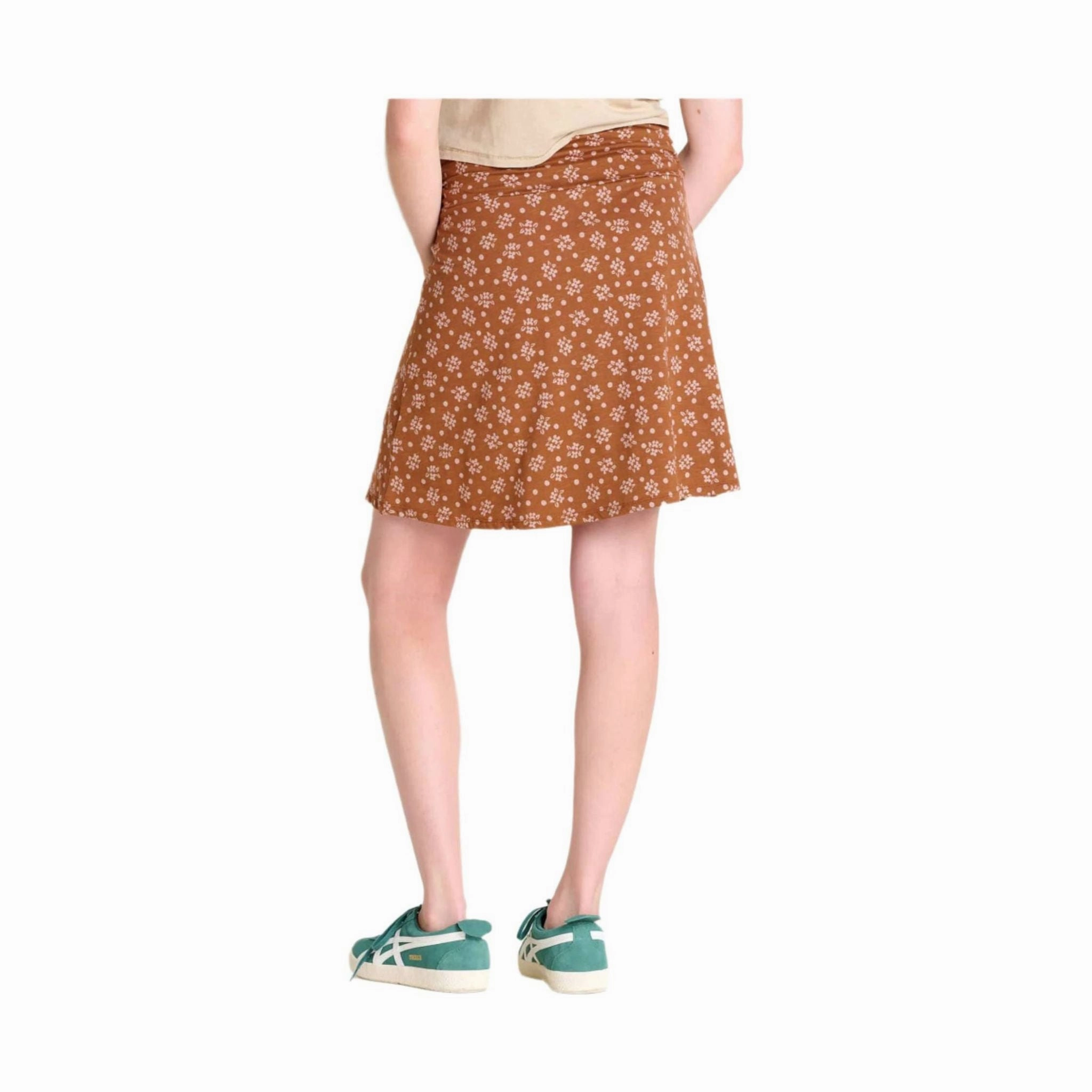Toad & Co Women's Chaka Skirt - Fawn Polka Dot Print Stretch Material Hidden pockets