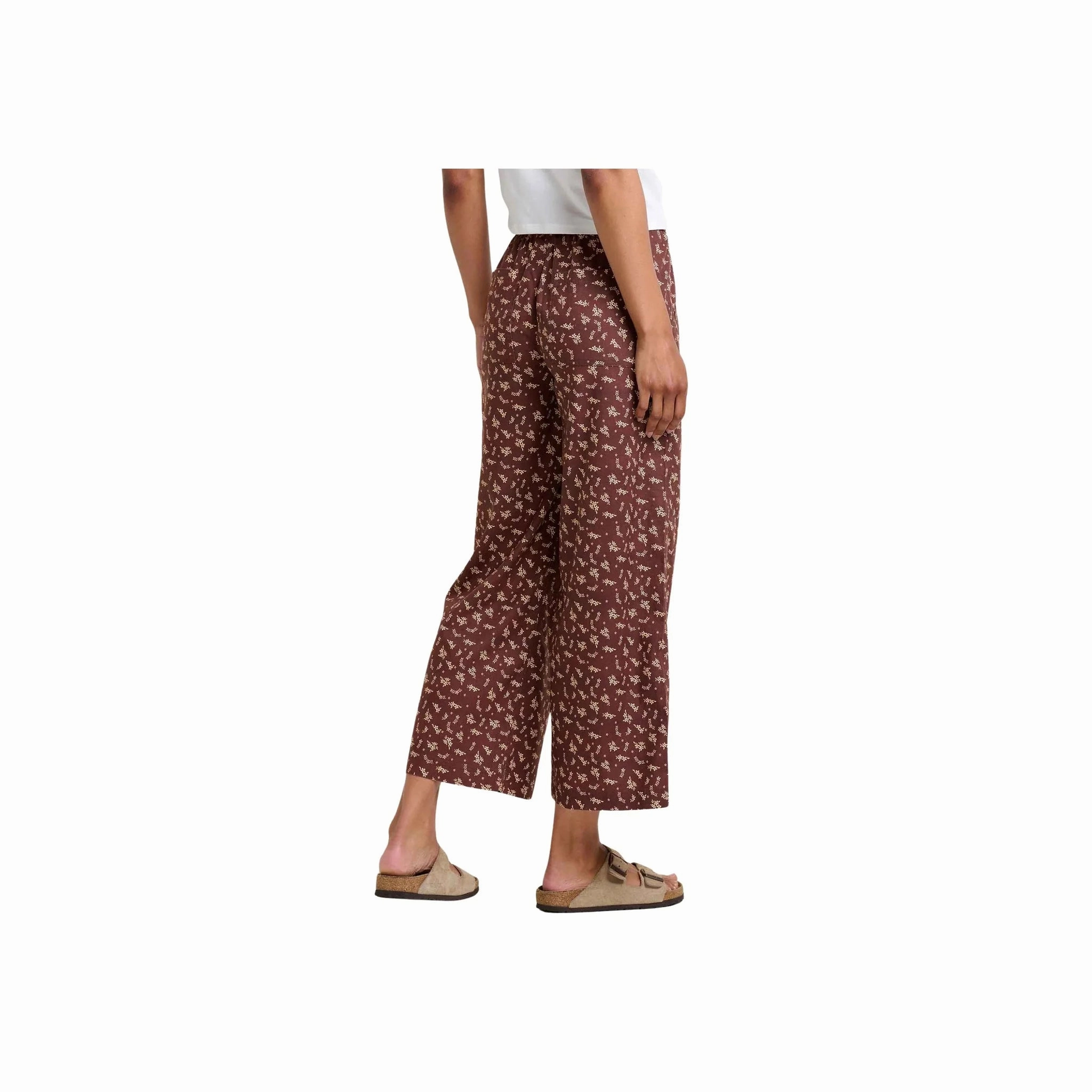 Toad & Co Women's Taj Hemp Wide Leg Pant - Chestnut Floral Mid Rise Adaptive Fit