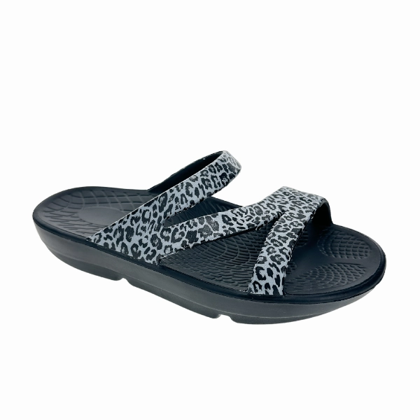 Sovella Women's PF Slide Black/Leopard Walk Lightly Weatherproof Coating