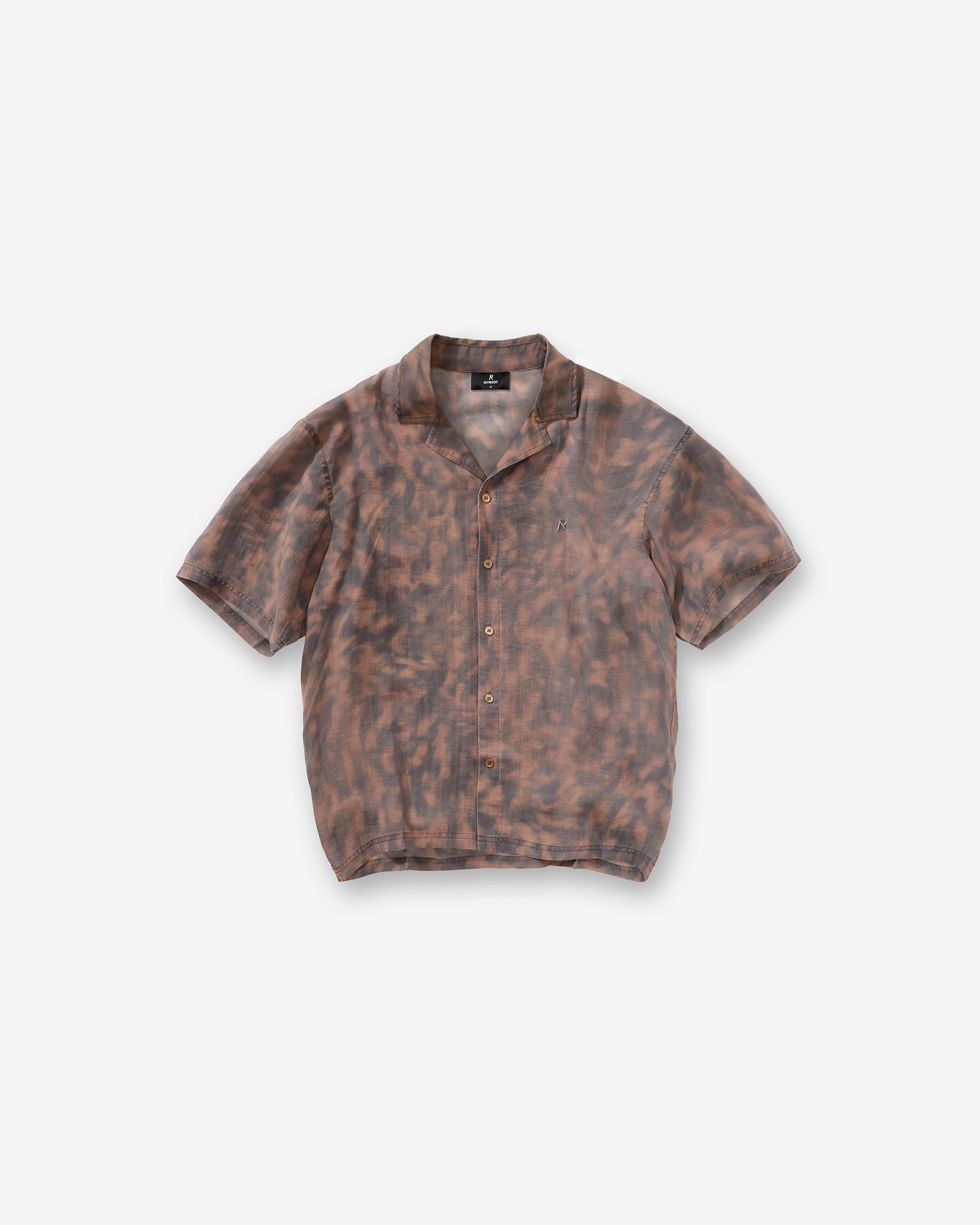 wrinkle free Spring Collection Tortoise Print Shirt - Brown
