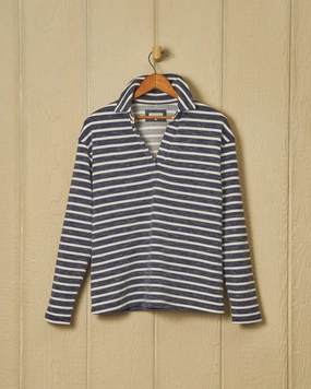 ChafeFreeEdging Inlet Pullover in Heather Indigo/Cream Loopback Terry