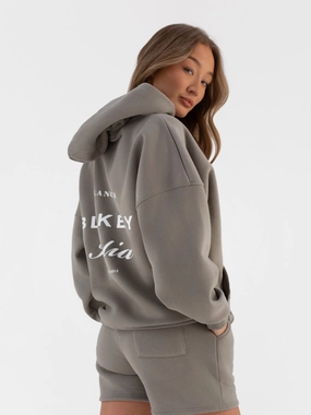 Italia Oversized Hoodie - Stone Grey Possum like
