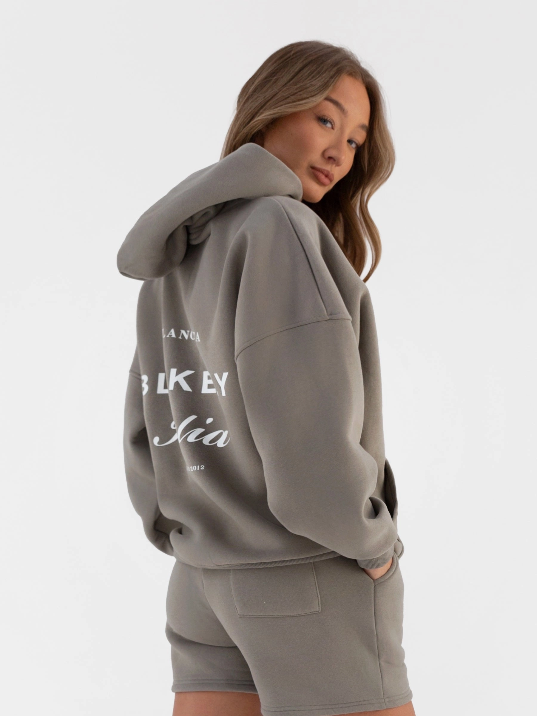 Italia Oversized Hoodie - Stone Grey Possum like