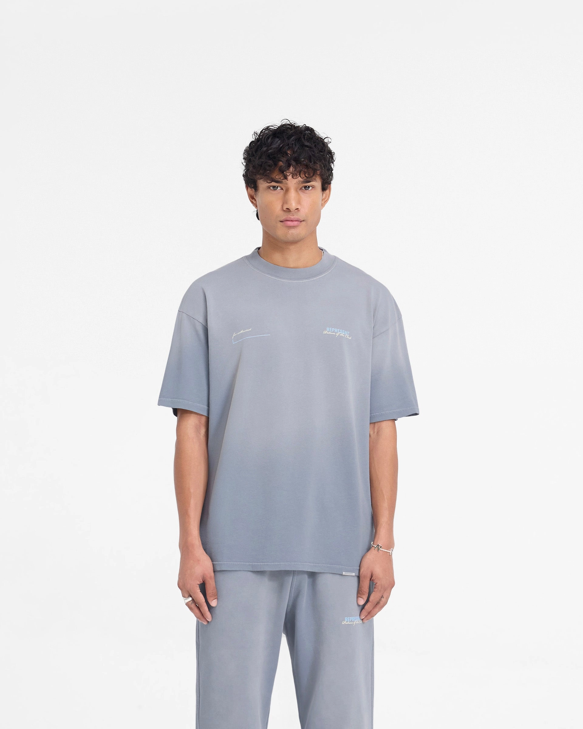 Bold Statement Patron Of The Club T-Shirt - Washed Grey