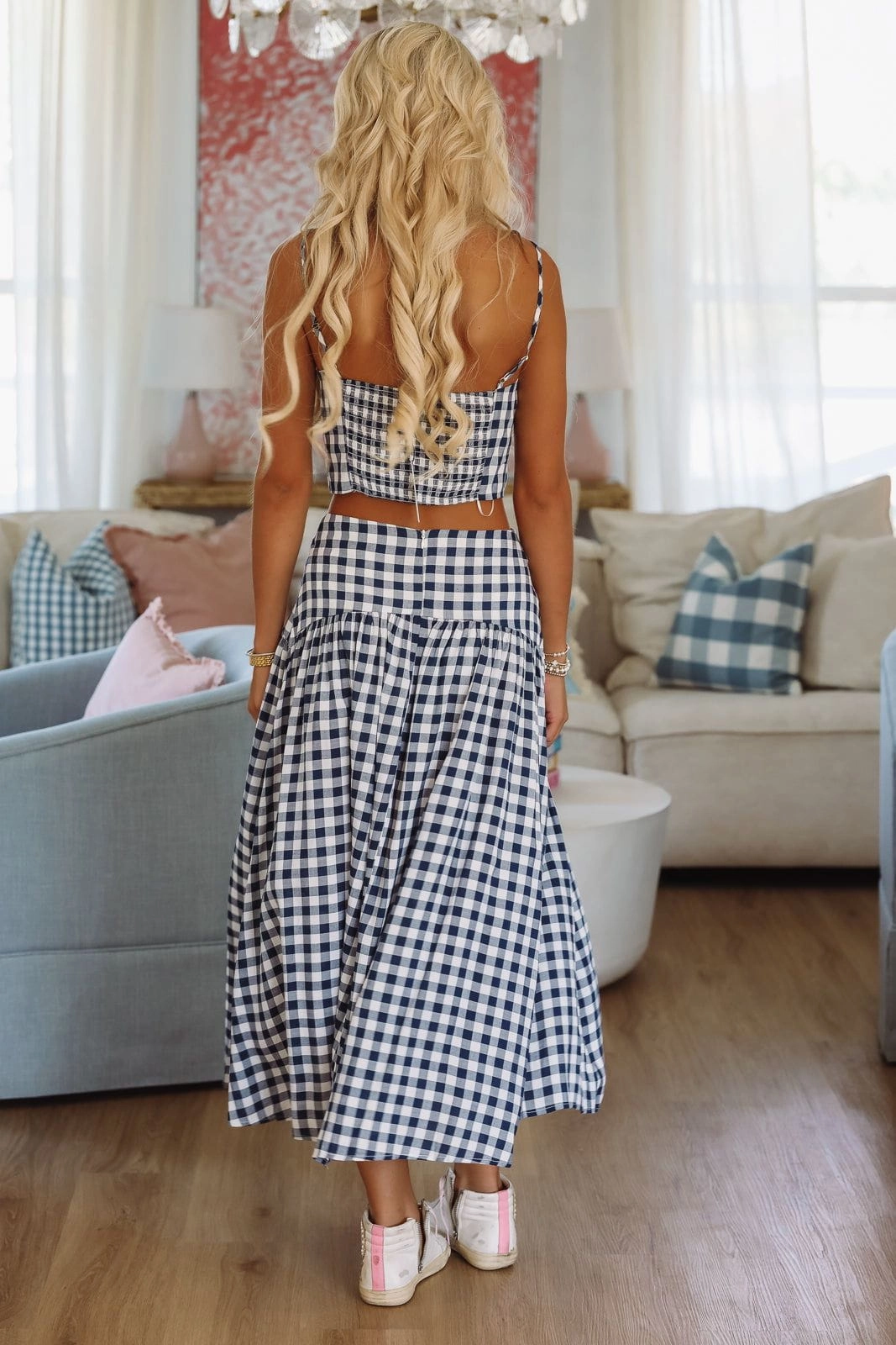 Trophy Time Crop Top - Navy and White Reversible design BoxySilhouette