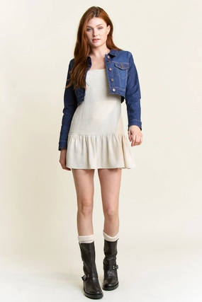 Calm Day Fit Fitted Basic Crop Denim Jacket