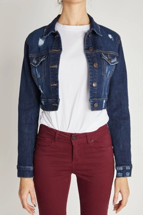 BondedSeams Destructed Cropped Denim Jacket