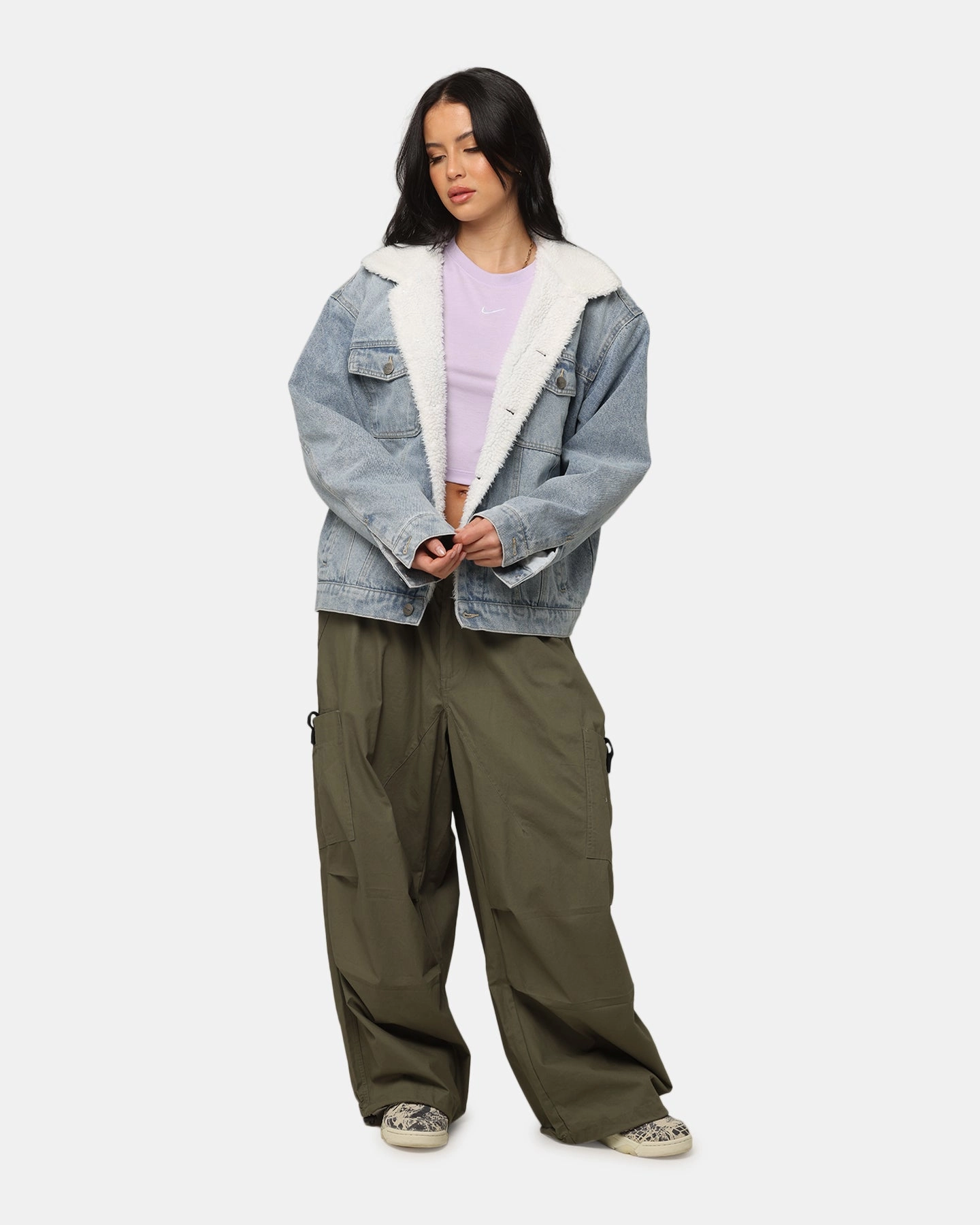 Saint Morta Sherpa Boxy Denim Jacket Superwash Blue Soft Comfort Design